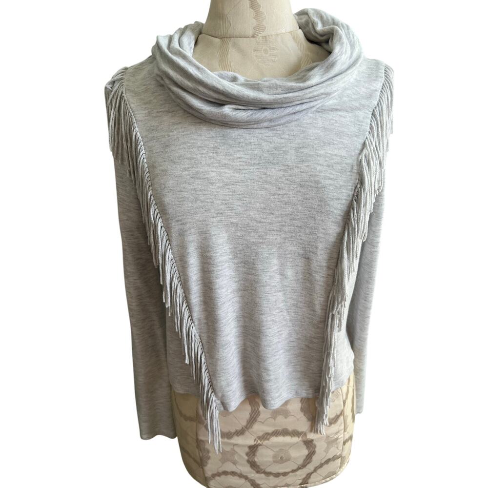 Jessica Simpson Fringe Cowl Neck Long Sleeve Sweater Small